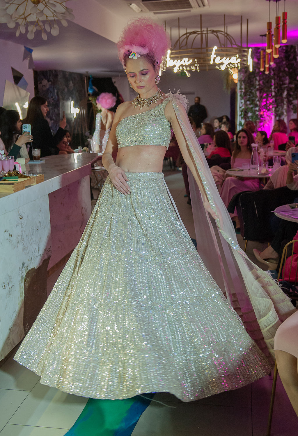Grey embroidered Lehenga