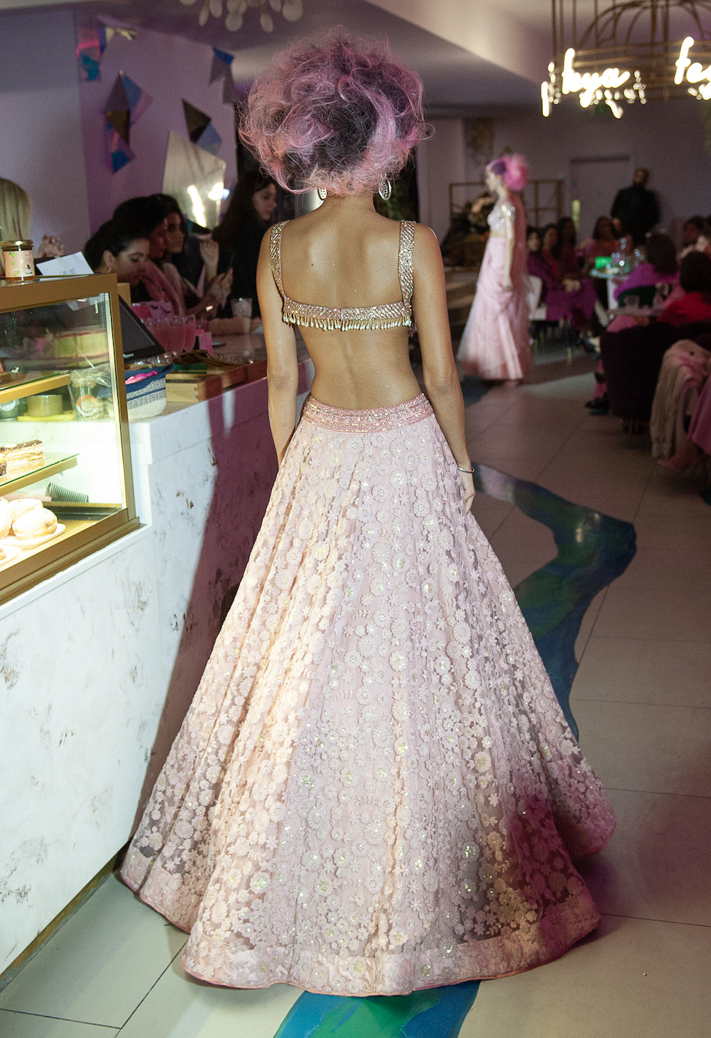 Pink Embroidered Top and Skirt