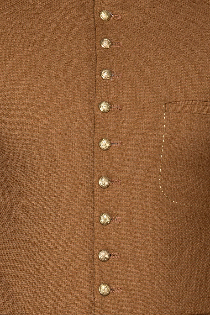 Camel Brown Colour Short Band Gala/ Cocktail Jacket Paired With Same Colour English Trousers