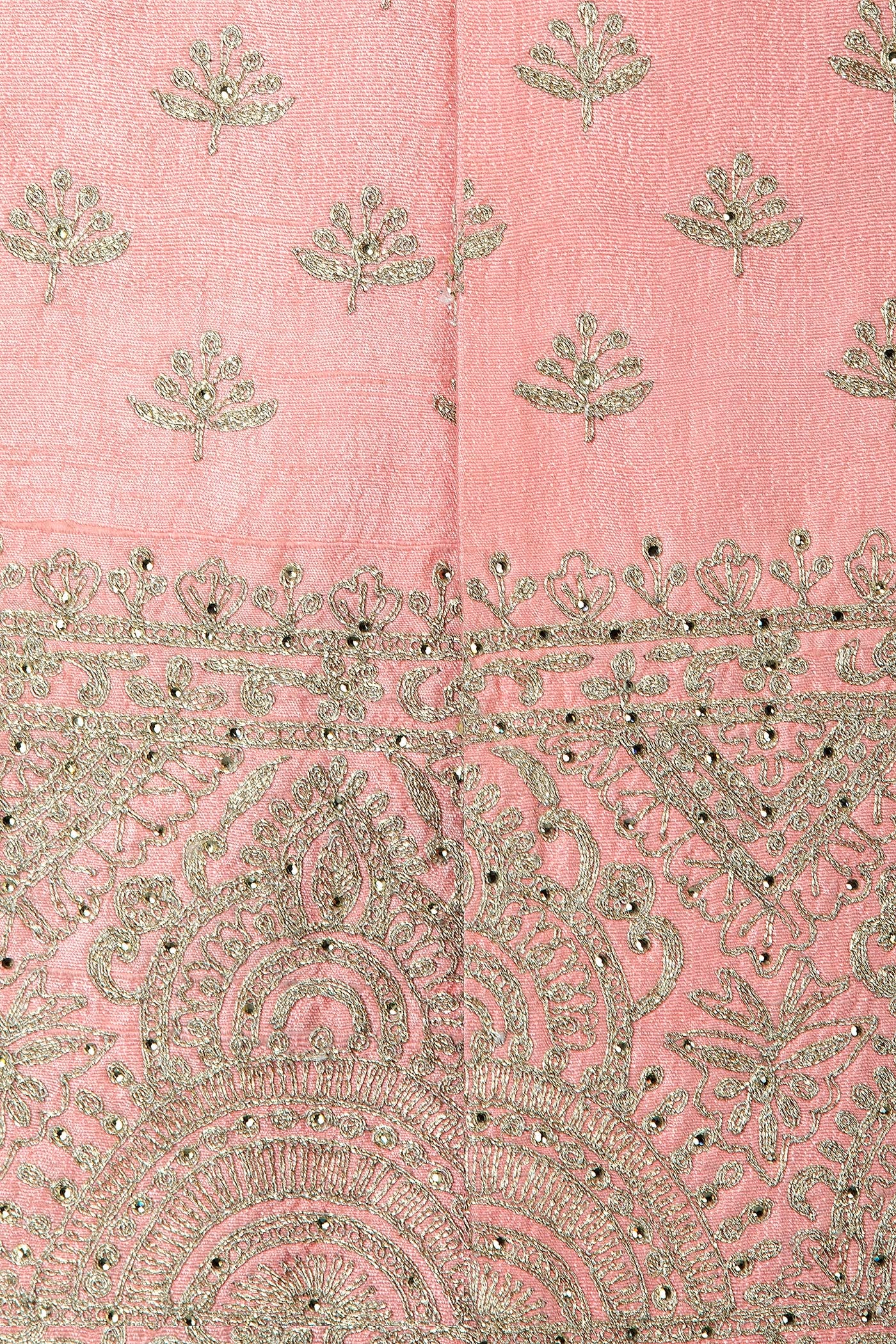 Peach Silk Sherwani With Silver Zari Embroidery And White Silk Bottoms