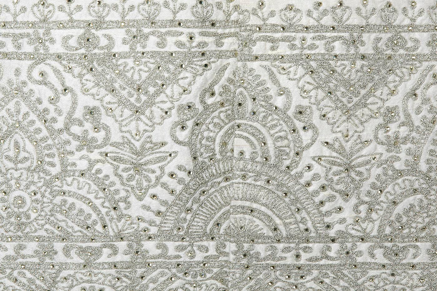 White Colour Silk Sherwani With Silver Zari Embroidery And White Silk Chudidar