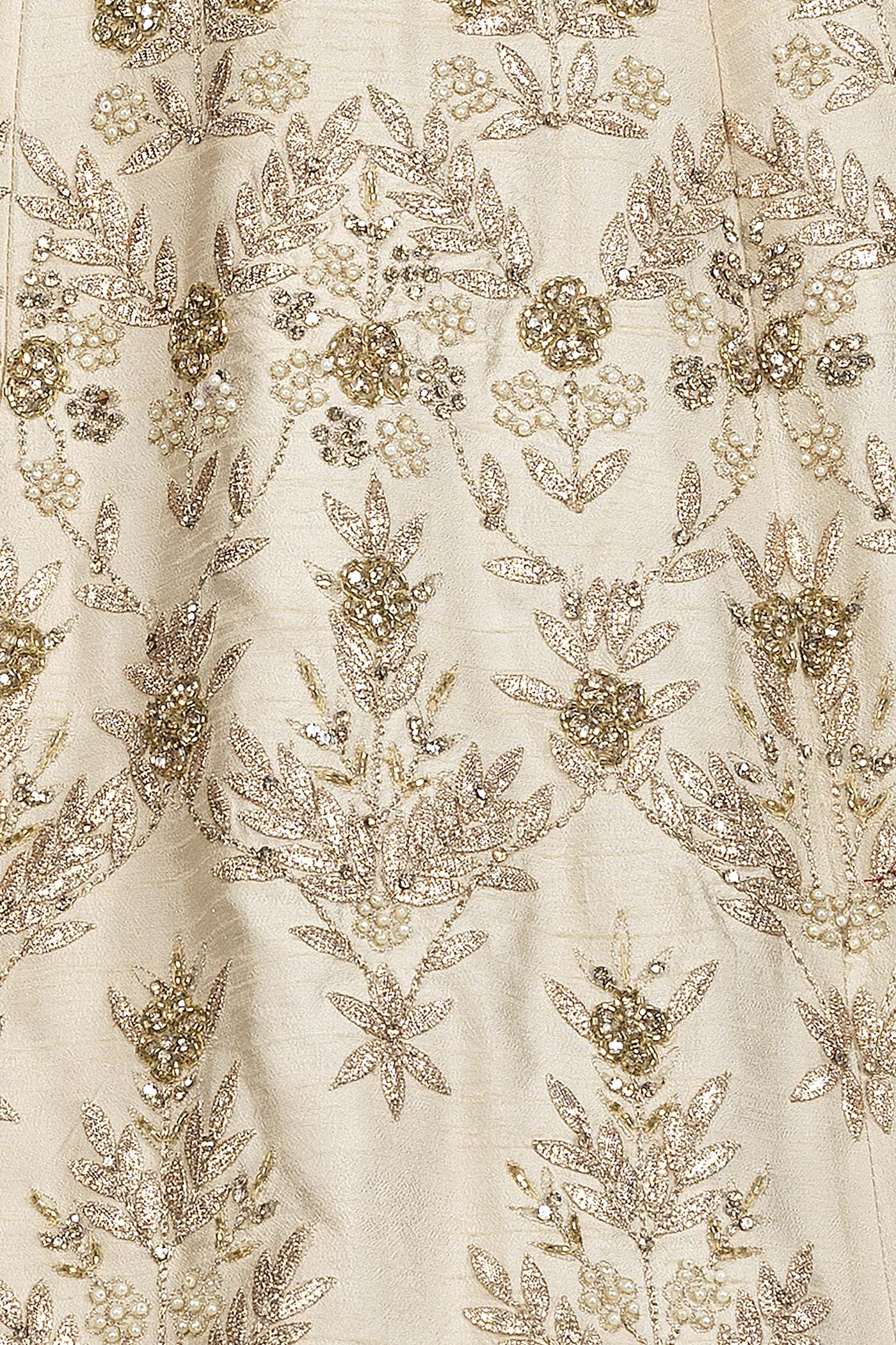 Ivory Gold Colour Silk Anarkali/Gown With Gold Zari And Gota Patti Embriodery