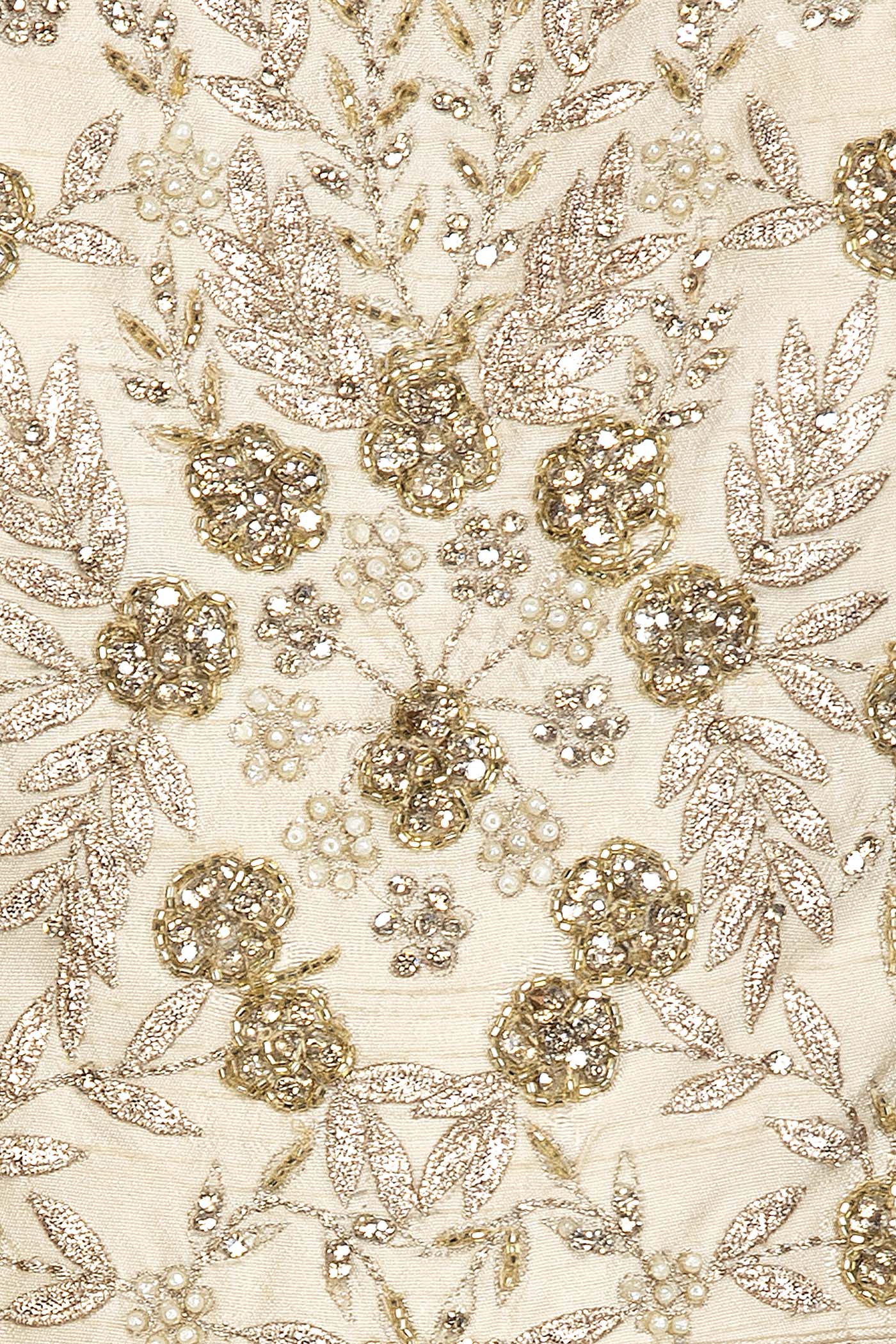 Ivory Gold Colour Silk Anarkali/Gown With Gold Zari And Gota Patti Embriodery