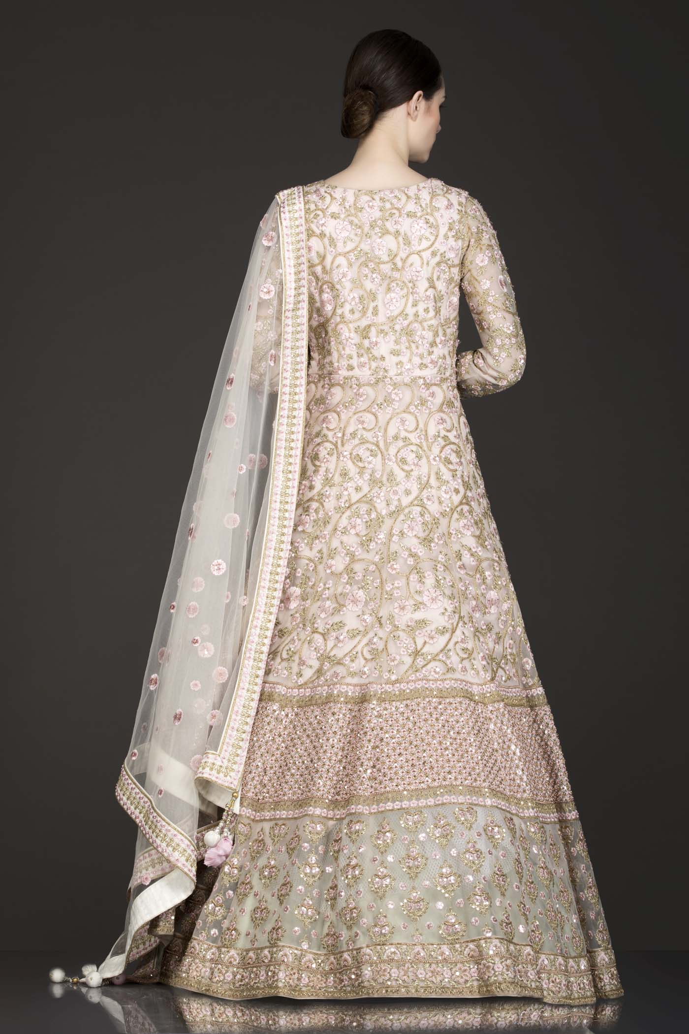 Peach Colour Net Anarkali/Gown With Net Dupatta
