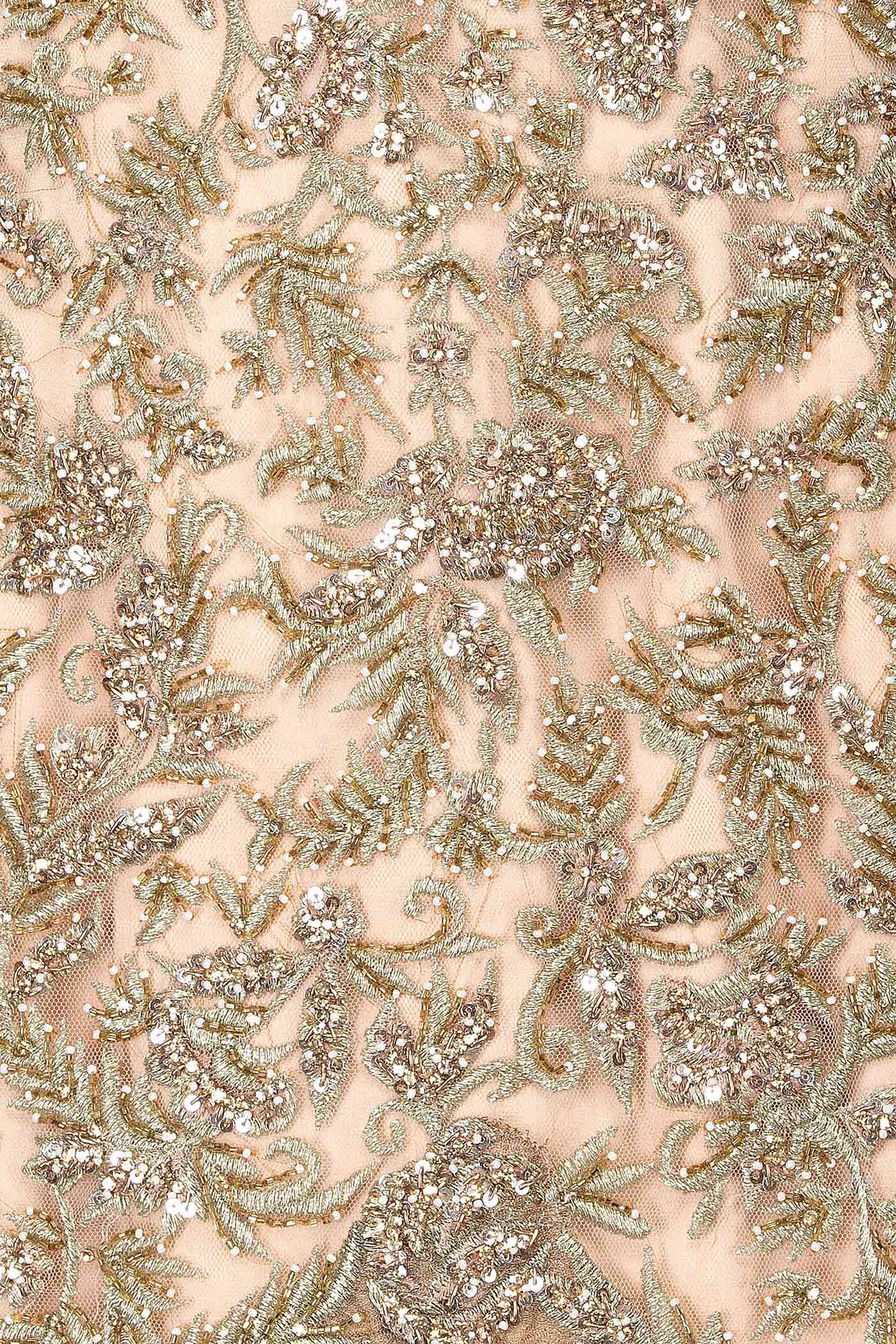 Nude Colour Kameez-Sharara With Gold Zari Embroidery