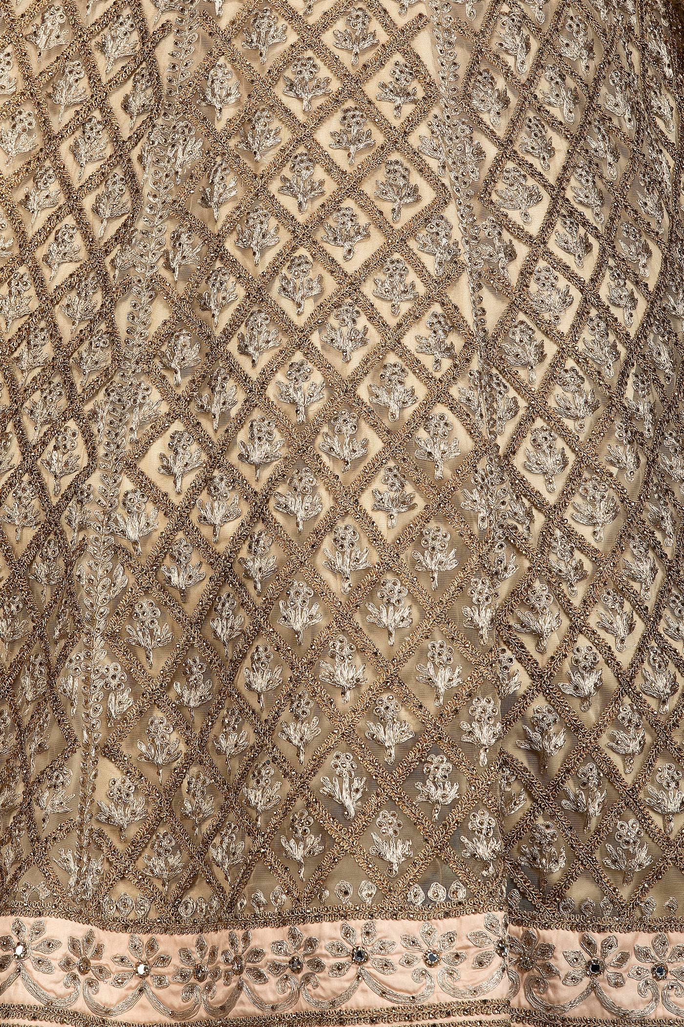 Nude Colour Net Anarkali/Gown With Net Dupatta