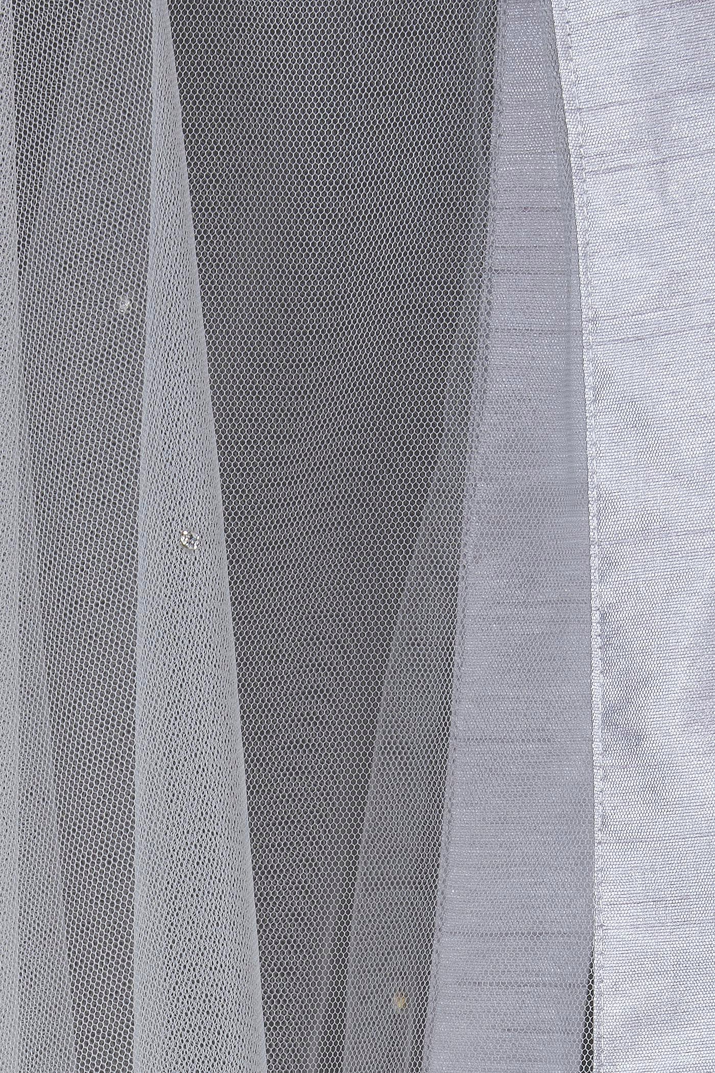 Grey Net Lehenga Skirt Top Dupatta