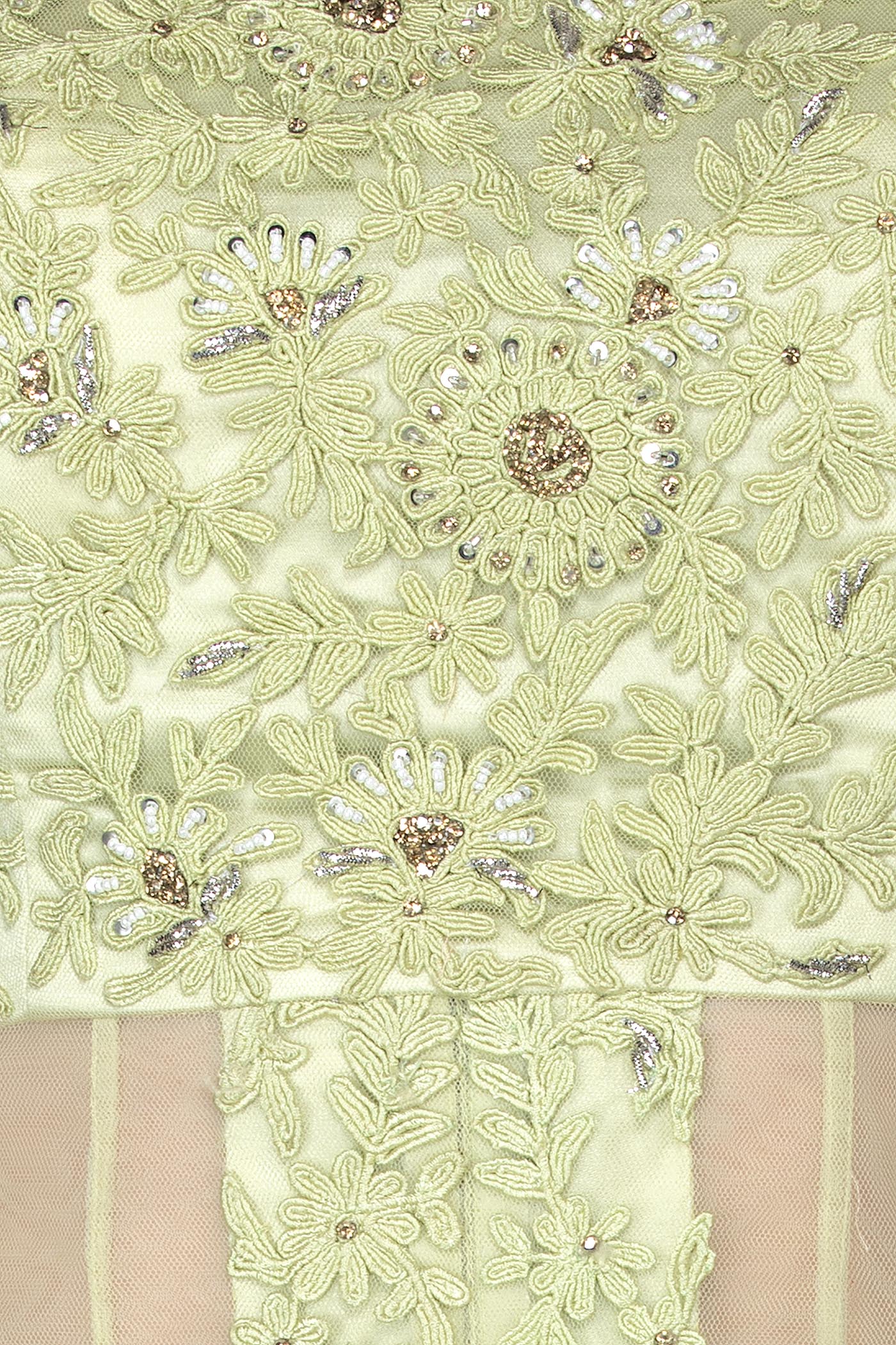 Mint Green Net Peplum Top Kameez With Georgette Sharara And Net Dupatta
