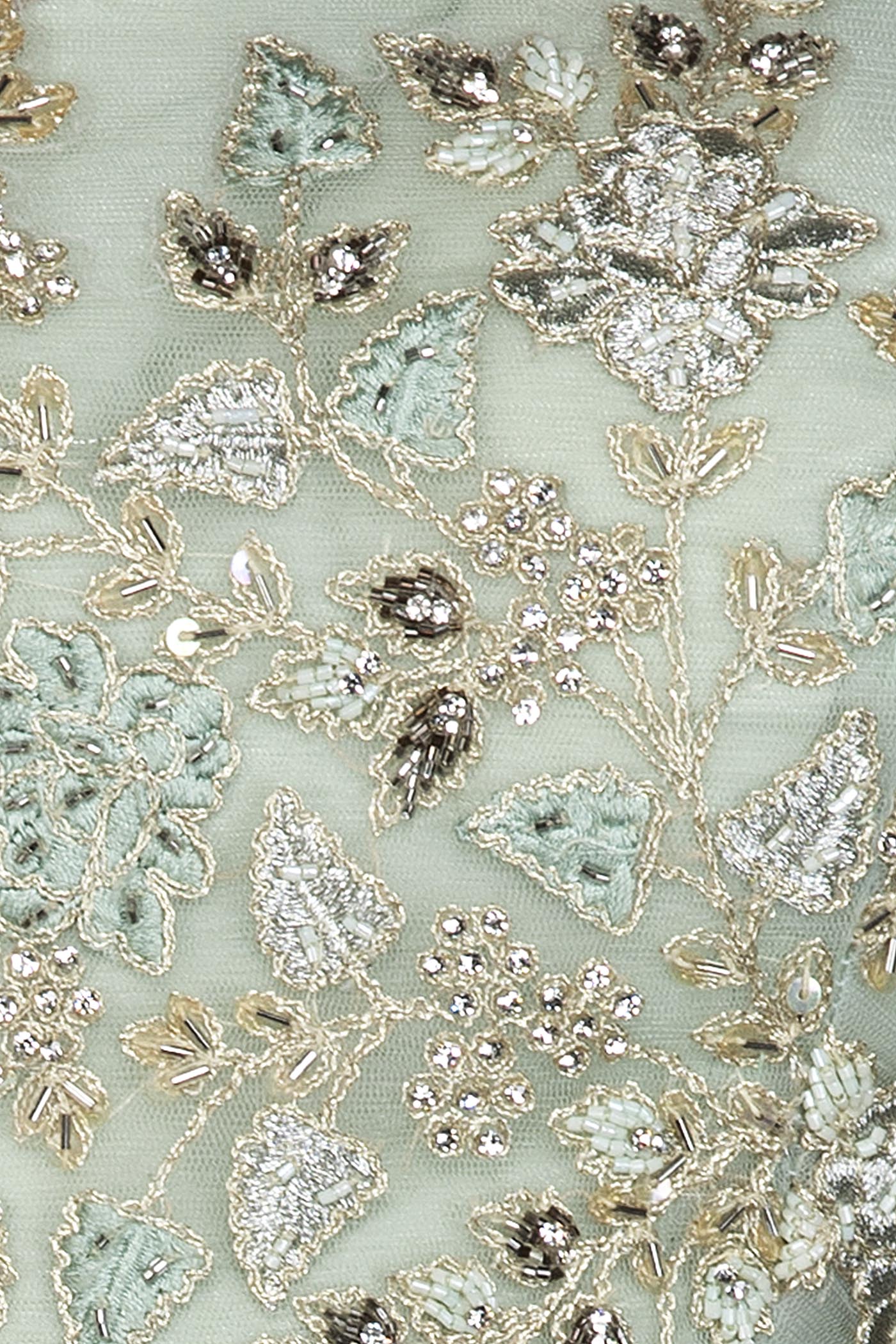 Mint Green Net Lehenga Top Dupatta With Resham Embroidery