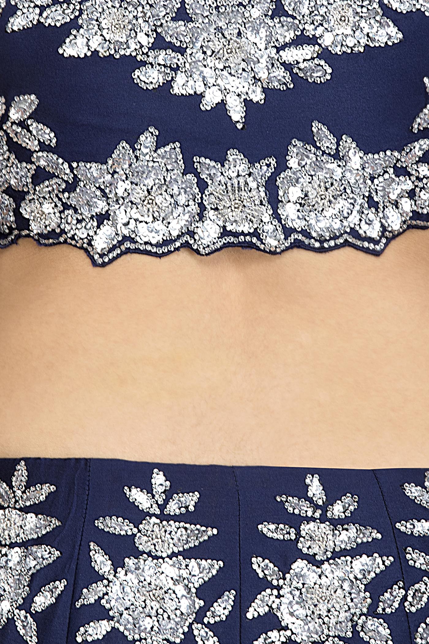Royal Blue Colour Silk Lehenga Top With Silver Colour Stone/Swarovski Embroidery