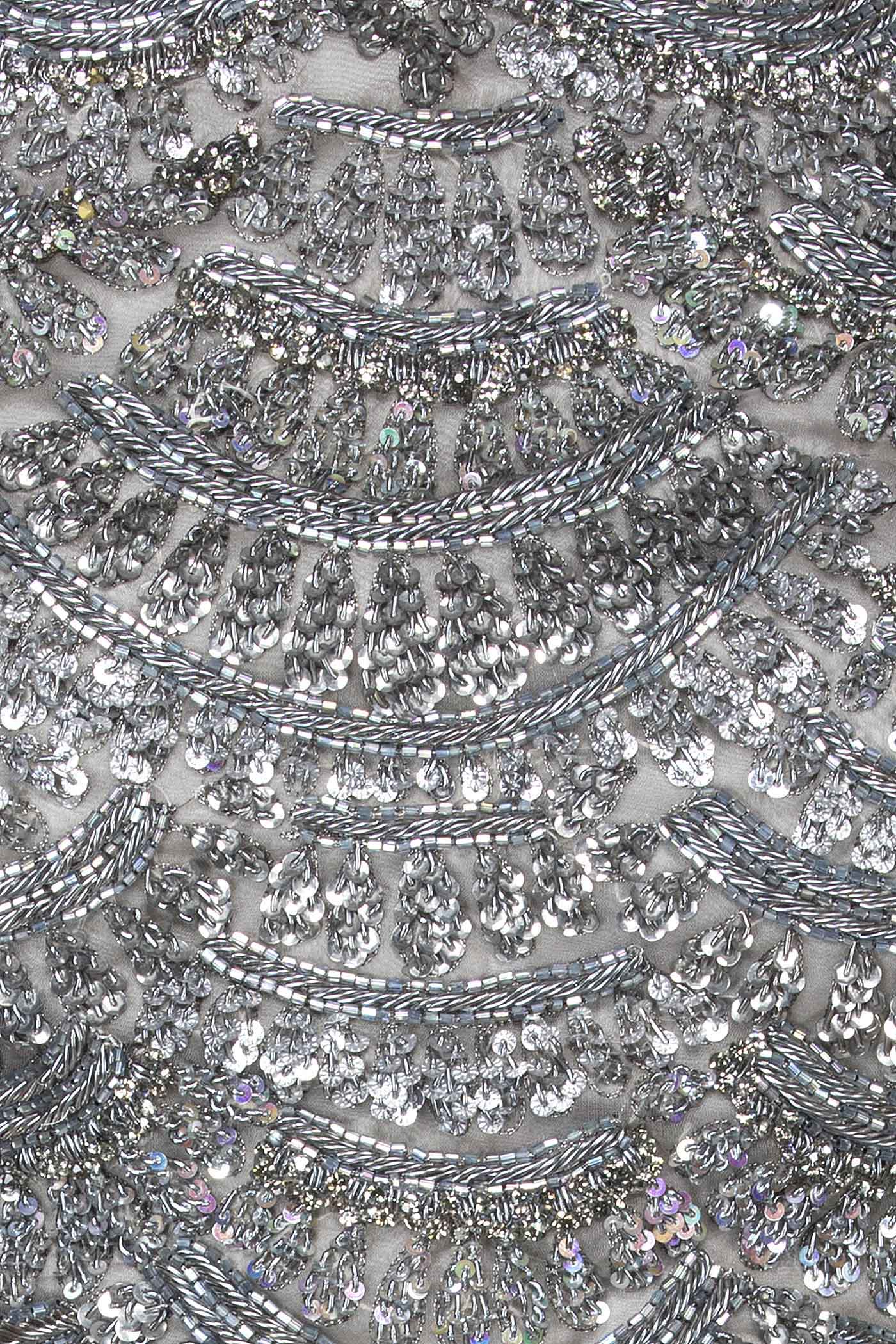 Metallic Grey Colour Net Lehenga Top And Dupatta