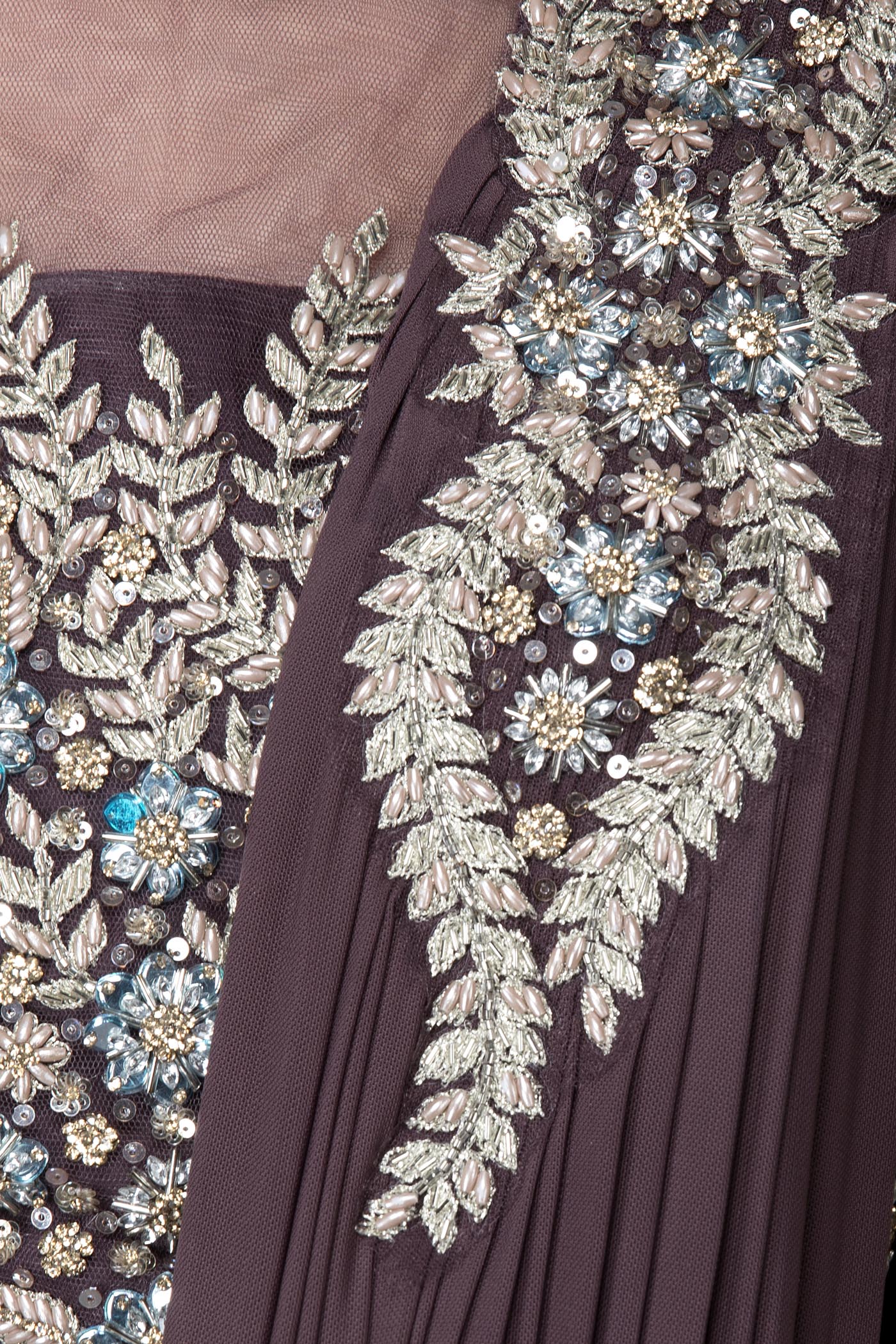 Wine Colour Lycra Readymade Saree With Net Blouse And Silver Dabka