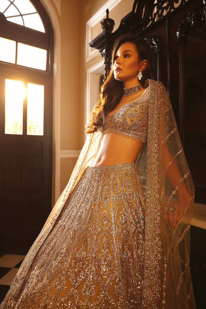 Golden Embroidered Bridal Lehenga