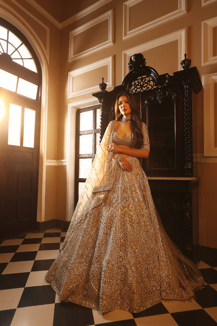 Golden Embroidered Bridal Lehenga