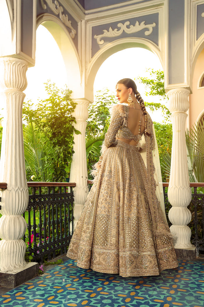 Nude Embroidered Bridal Lehenga