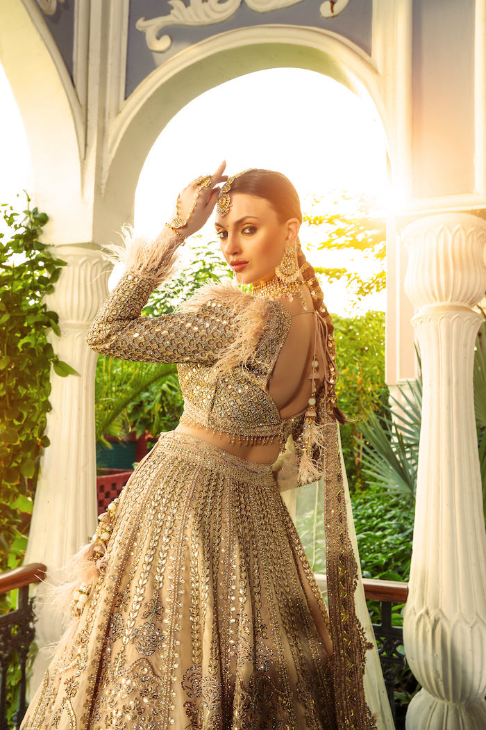 Nude Embroidered Bridal Lehenga