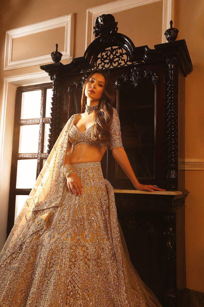 Golden Embroidered Bridal Lehenga