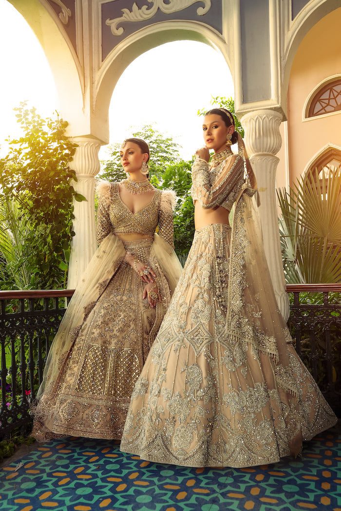 Nude Embroidered Bridal Lehenga