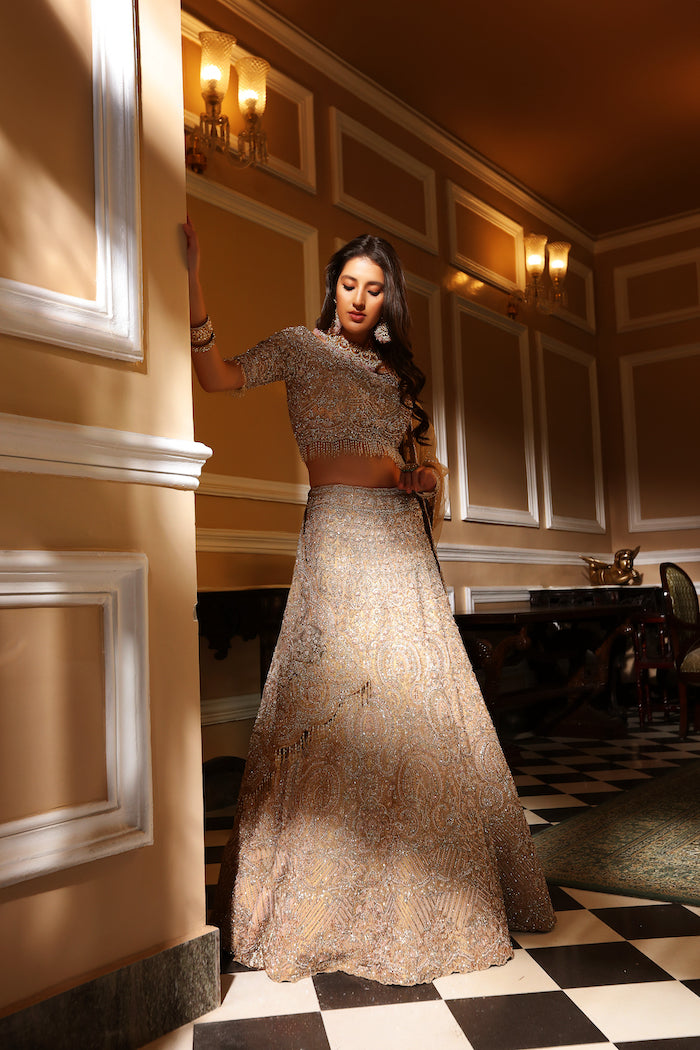 Nude Embroidered Bridal Lehenga
