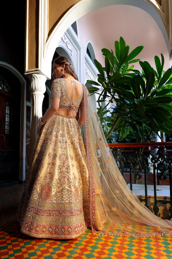 Cream Embroidered Bridal Outfit