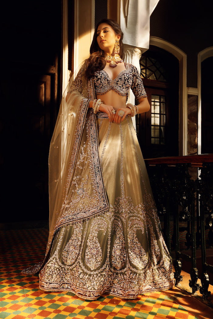 Ombre Embroidered Bridal Lehenga