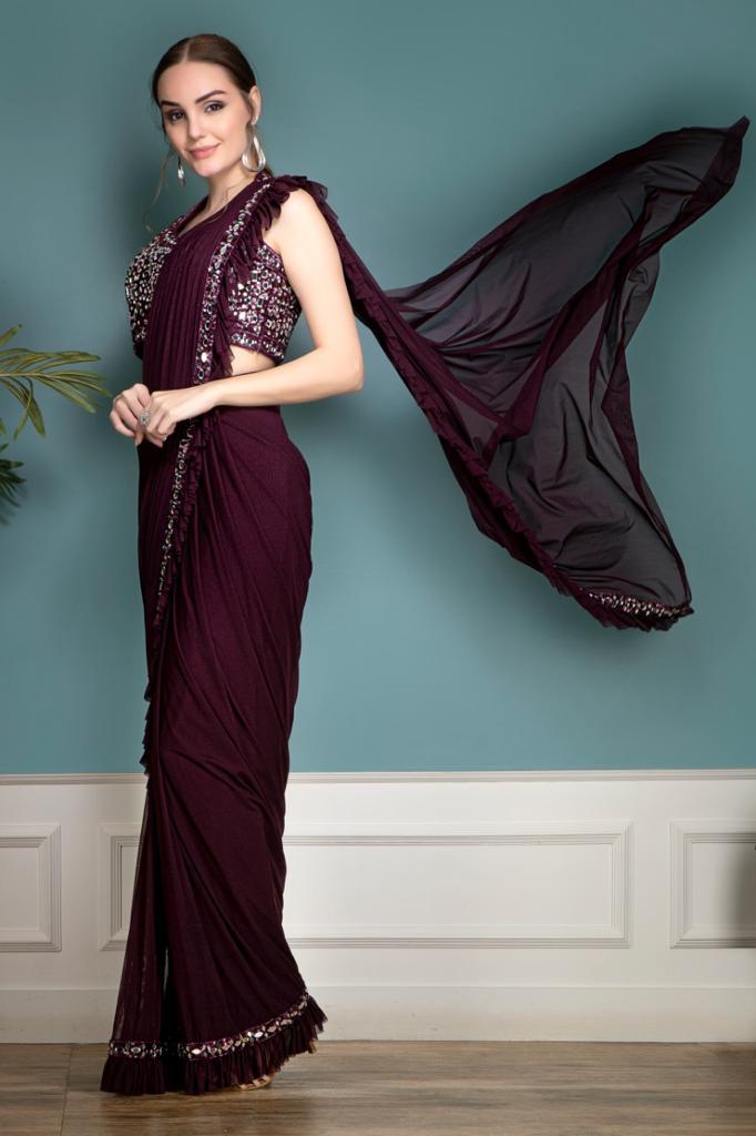 Purple Partywear Saree
