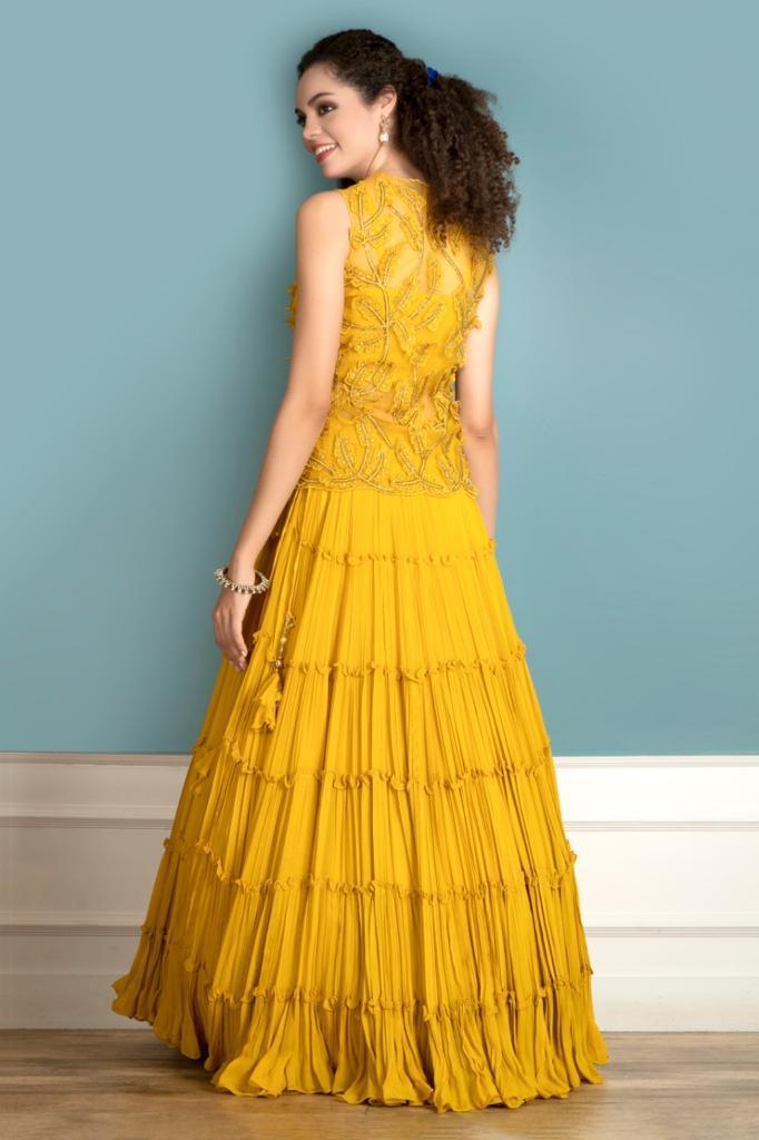 Yellow Lehenga with a short Jacket