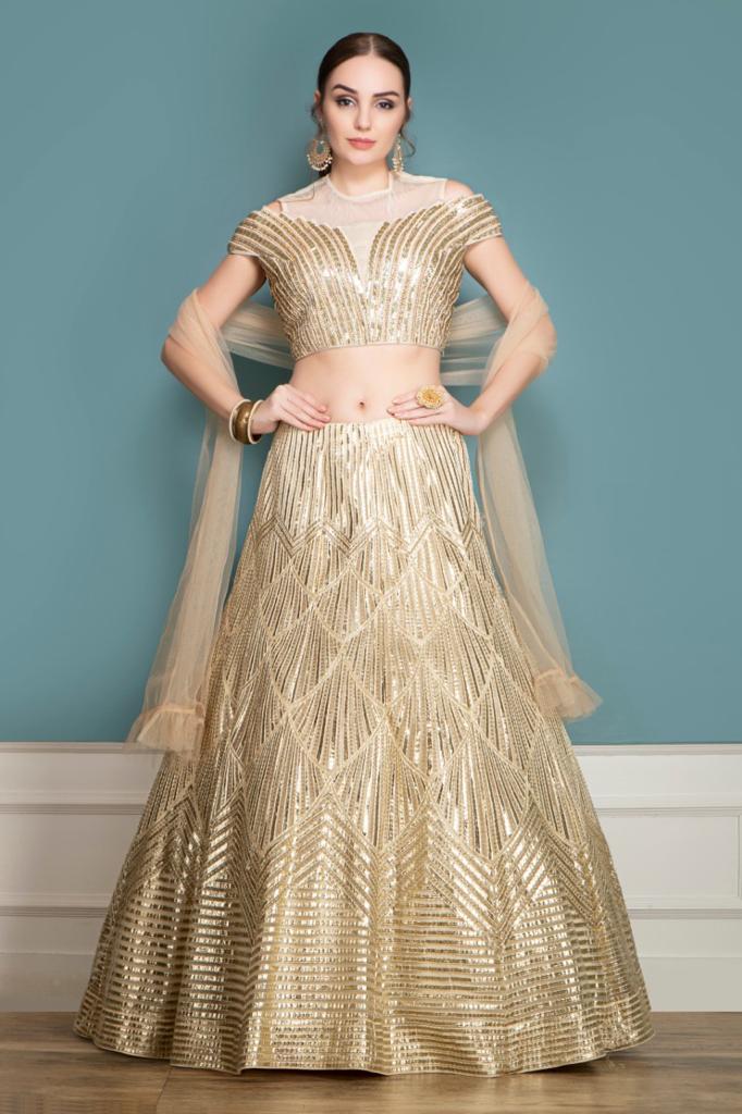 Leather Patch work Lehenga, Choli and Dupatta