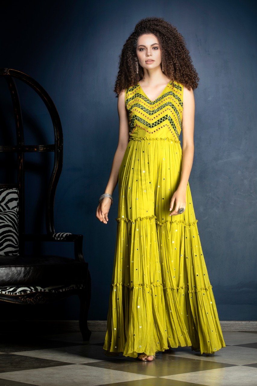 Indo-western Jumpsuit with mirror work