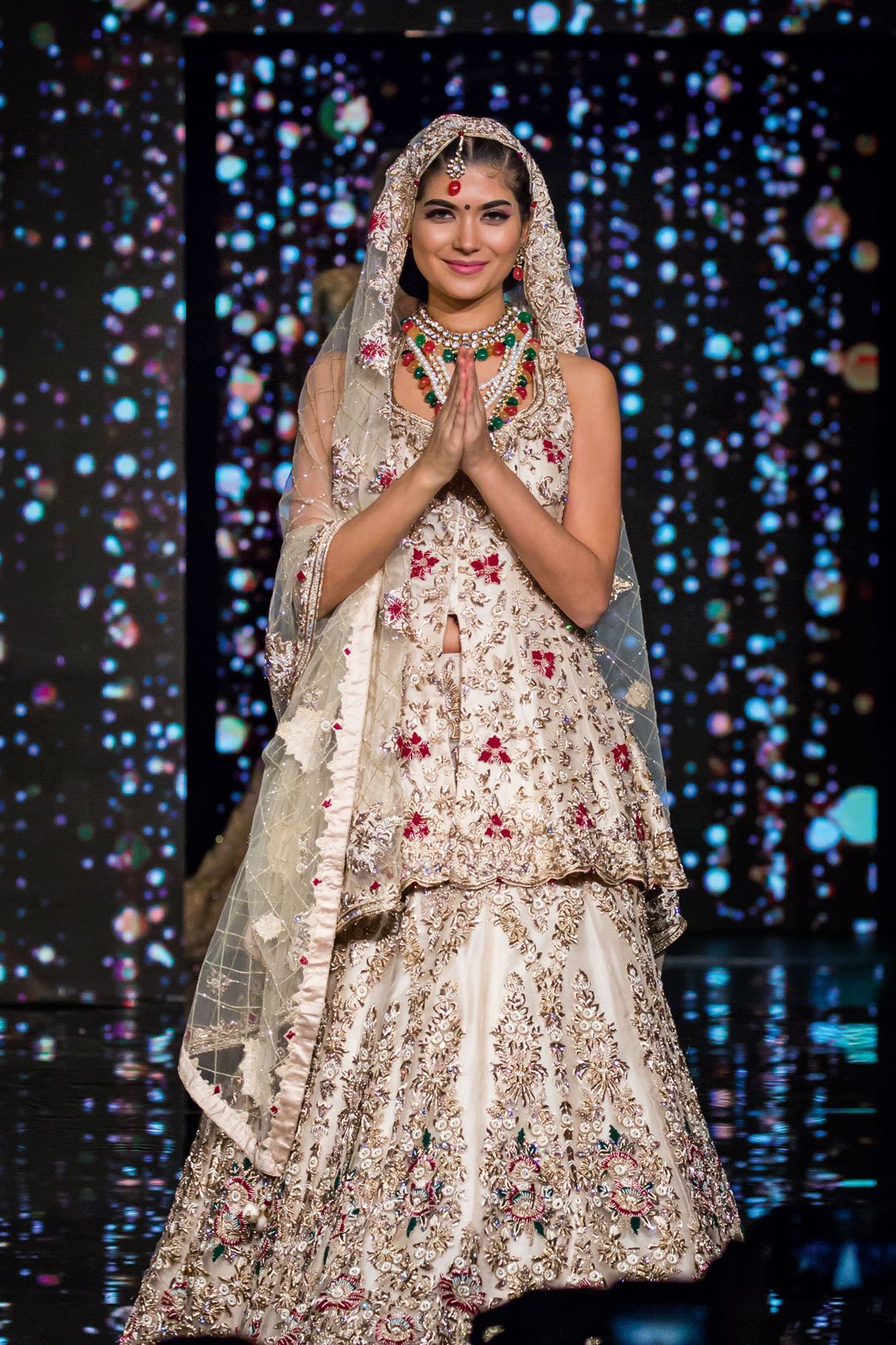 Peplum Bridal Lehenga with Zardosi and Threadwork