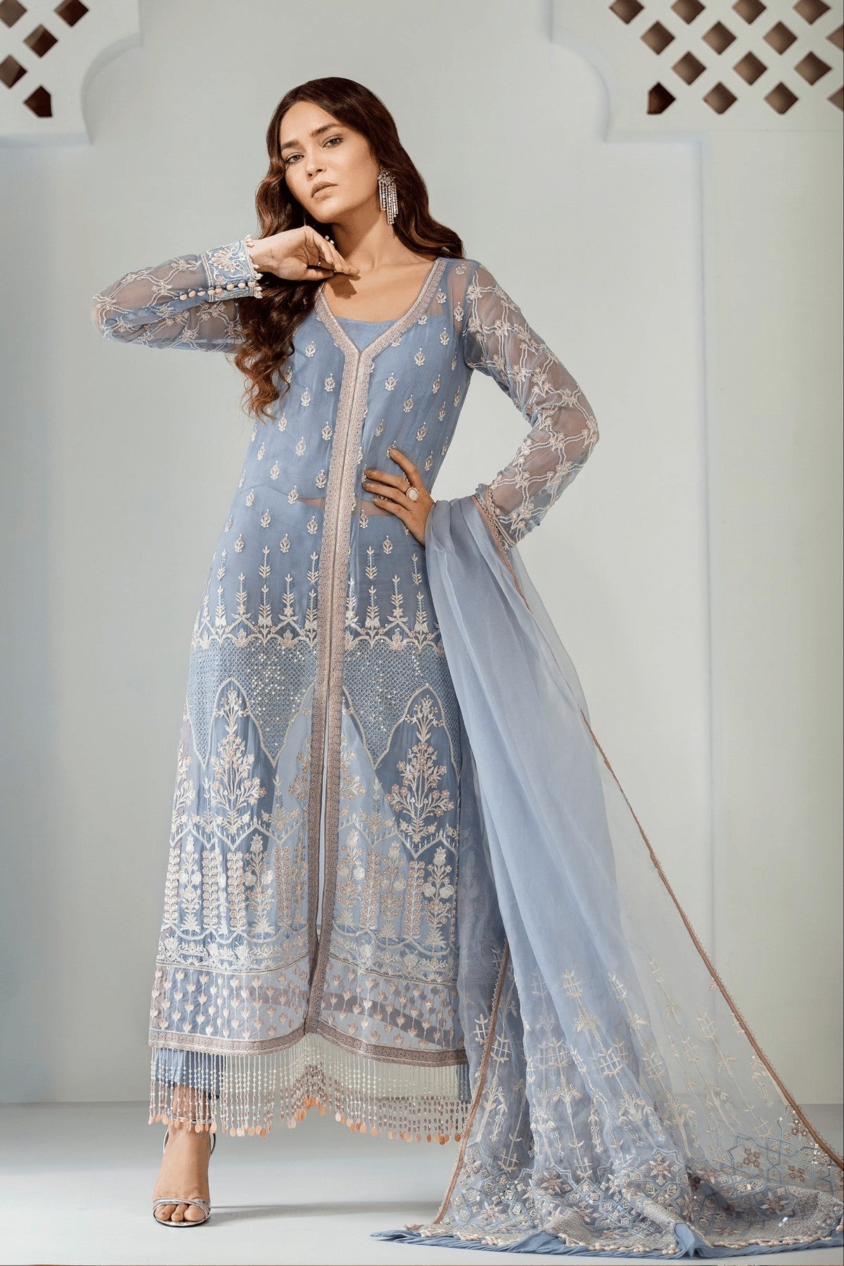 Chiffon Stitched Luxury Suit-3