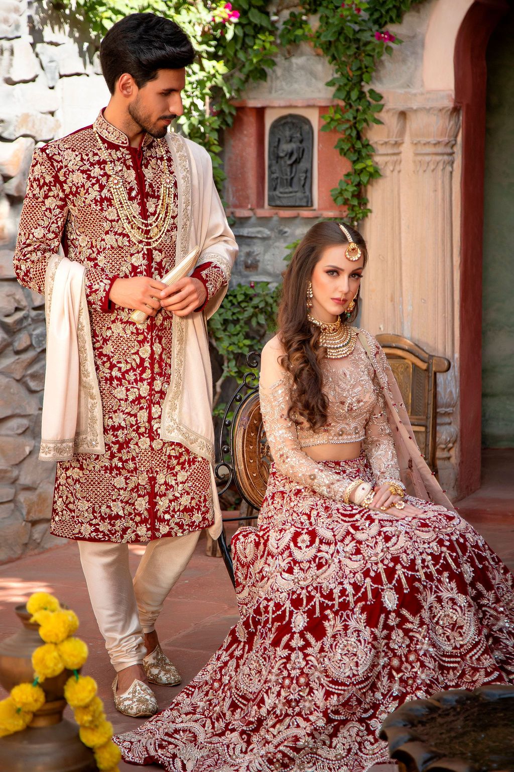 Red Velvet Groom Sherwani