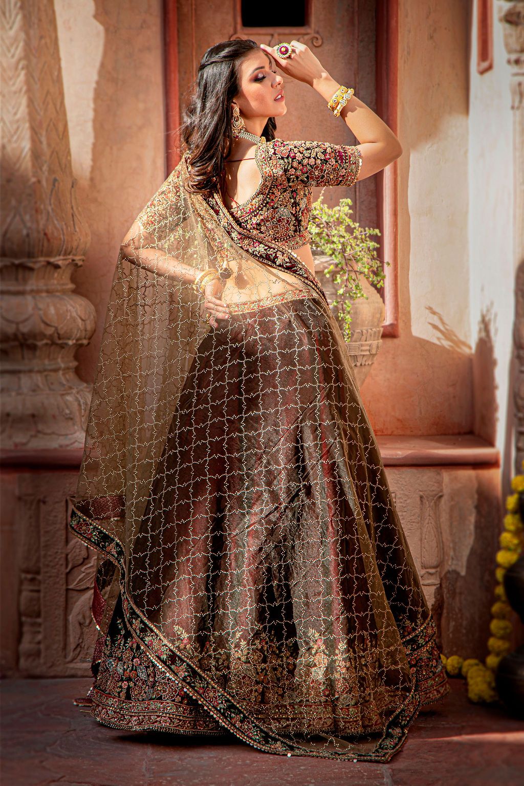 Maroon Velvet Skirt and top