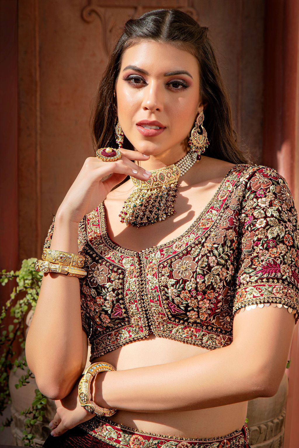 Maroon Velvet Skirt and top