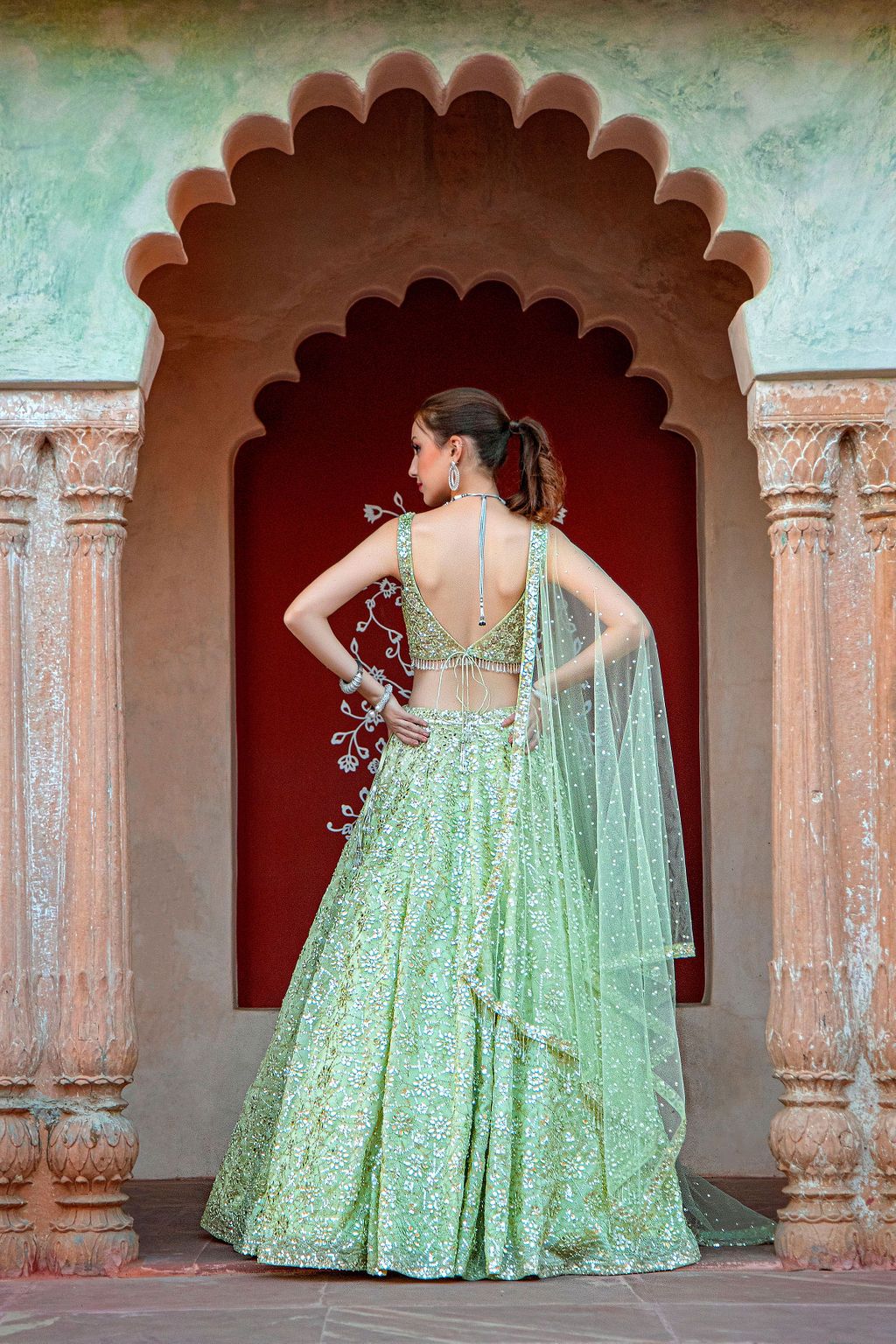 Pistachio Fully Embroidered Lehnga
