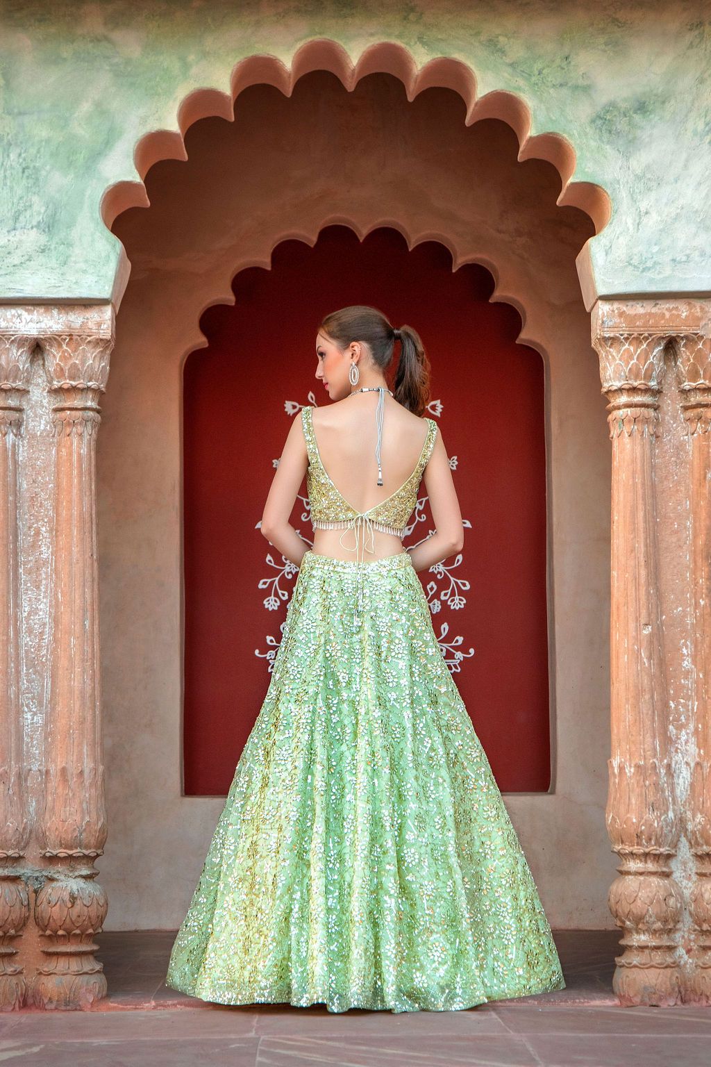 Pistachio Fully Embroidered Lehnga