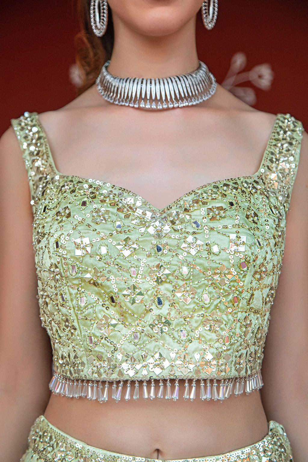 Pistachio Fully Embroidered Lehnga