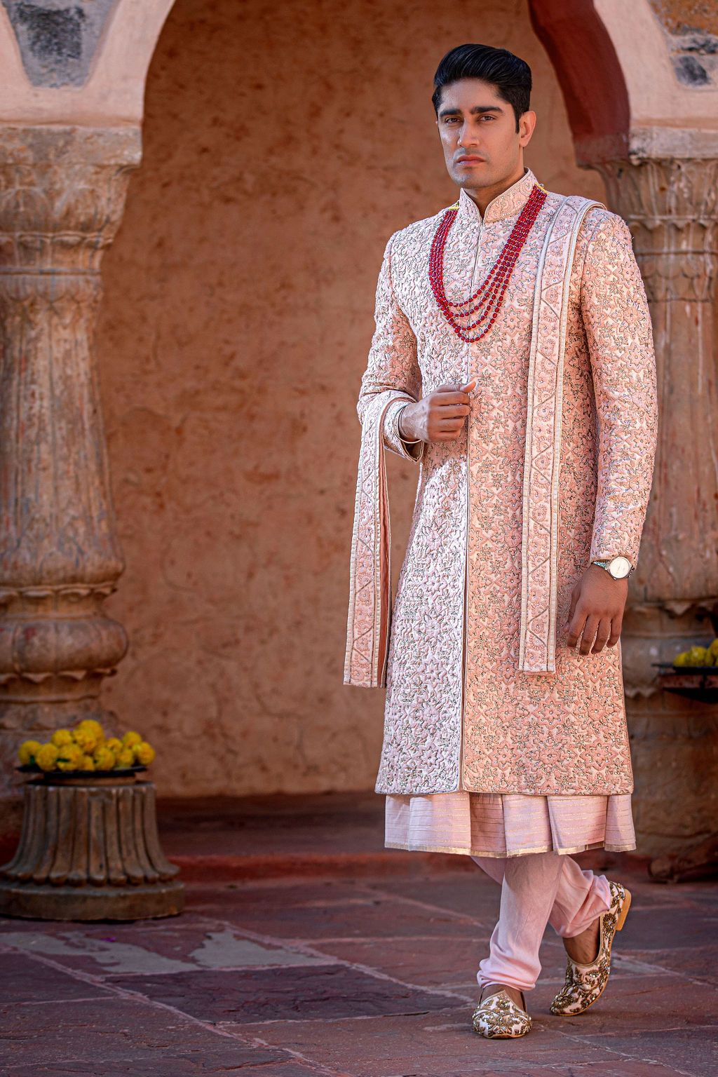 Light Pink Fully embroidered Sherwani
