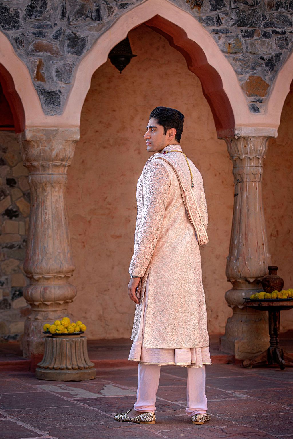 Light Pink Fully embroidered Sherwani