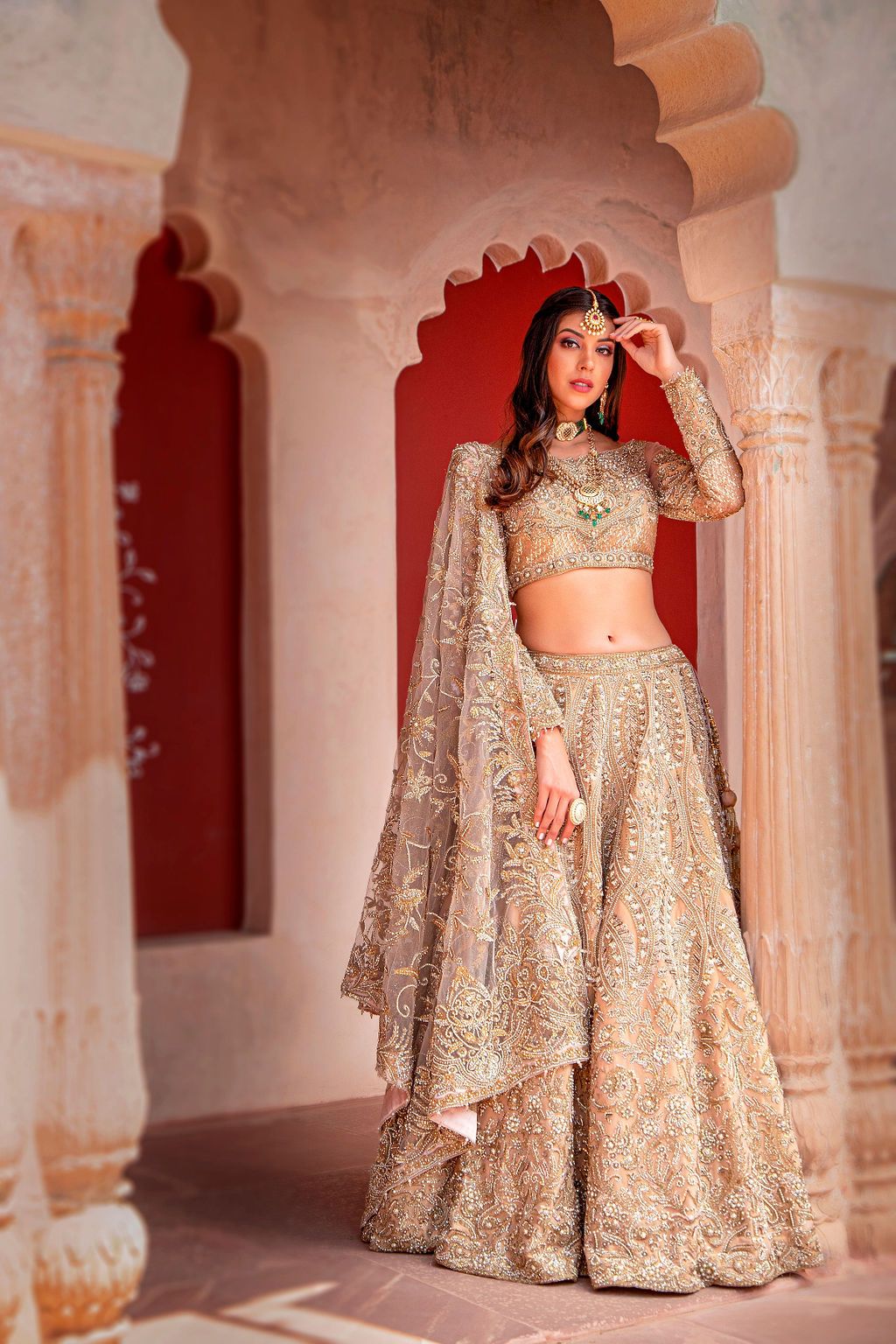 Bridal Lehnga with Heavy scarf