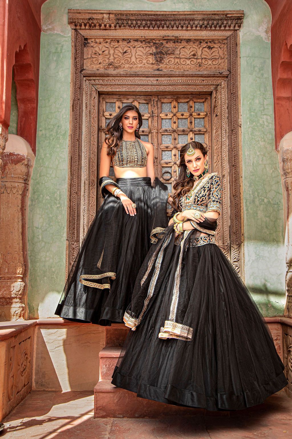 Black halter blouse with Skirt