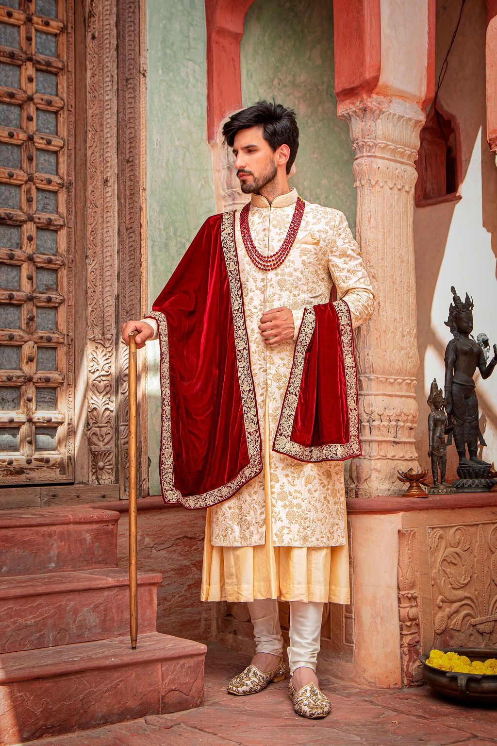 Ivory embroidered Sherwani