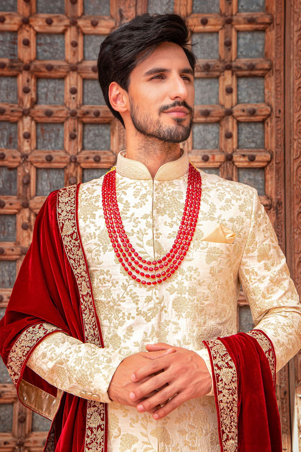 Ivory embroidered Sherwani