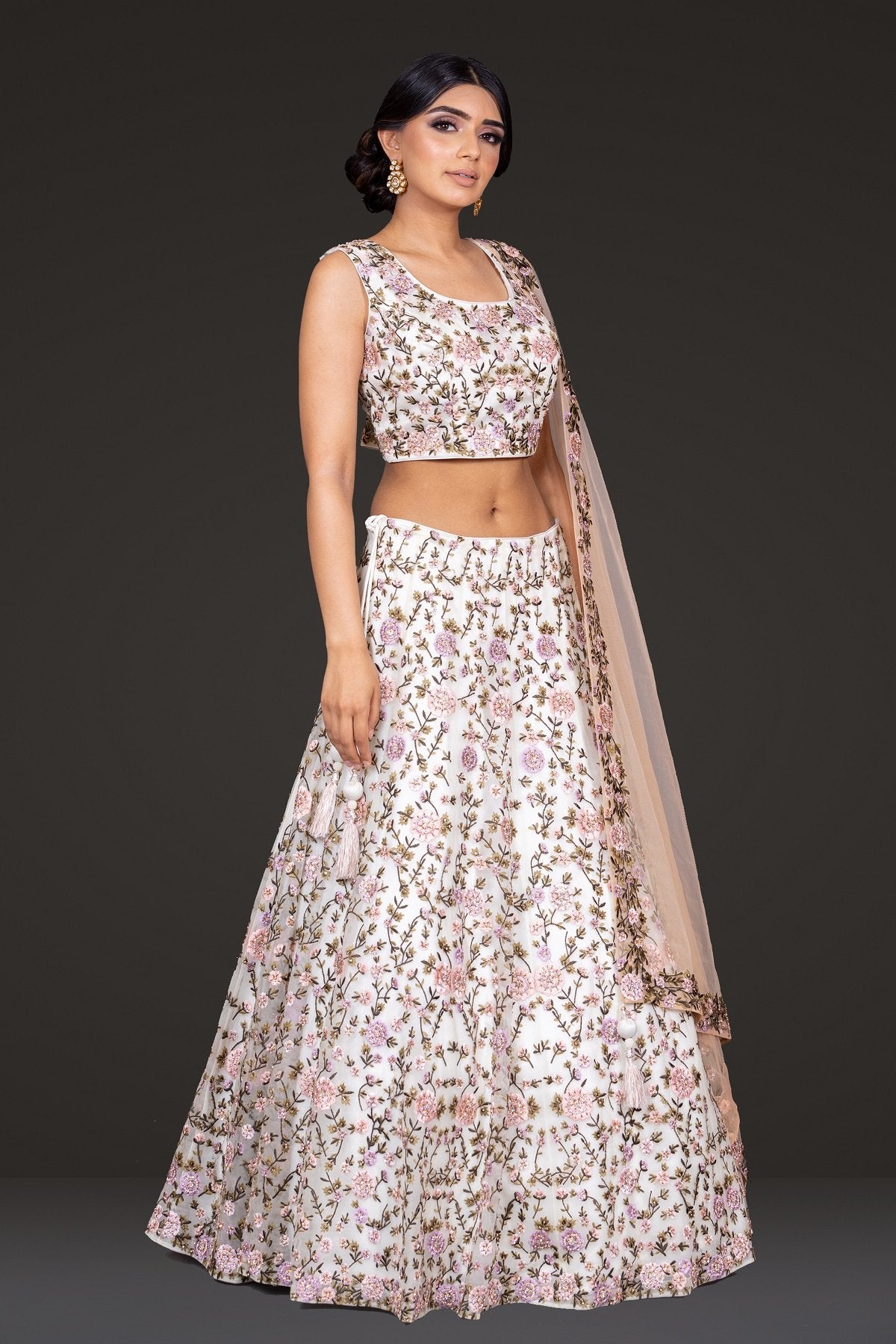 Mutlicolored Thread work Top and Skirt
