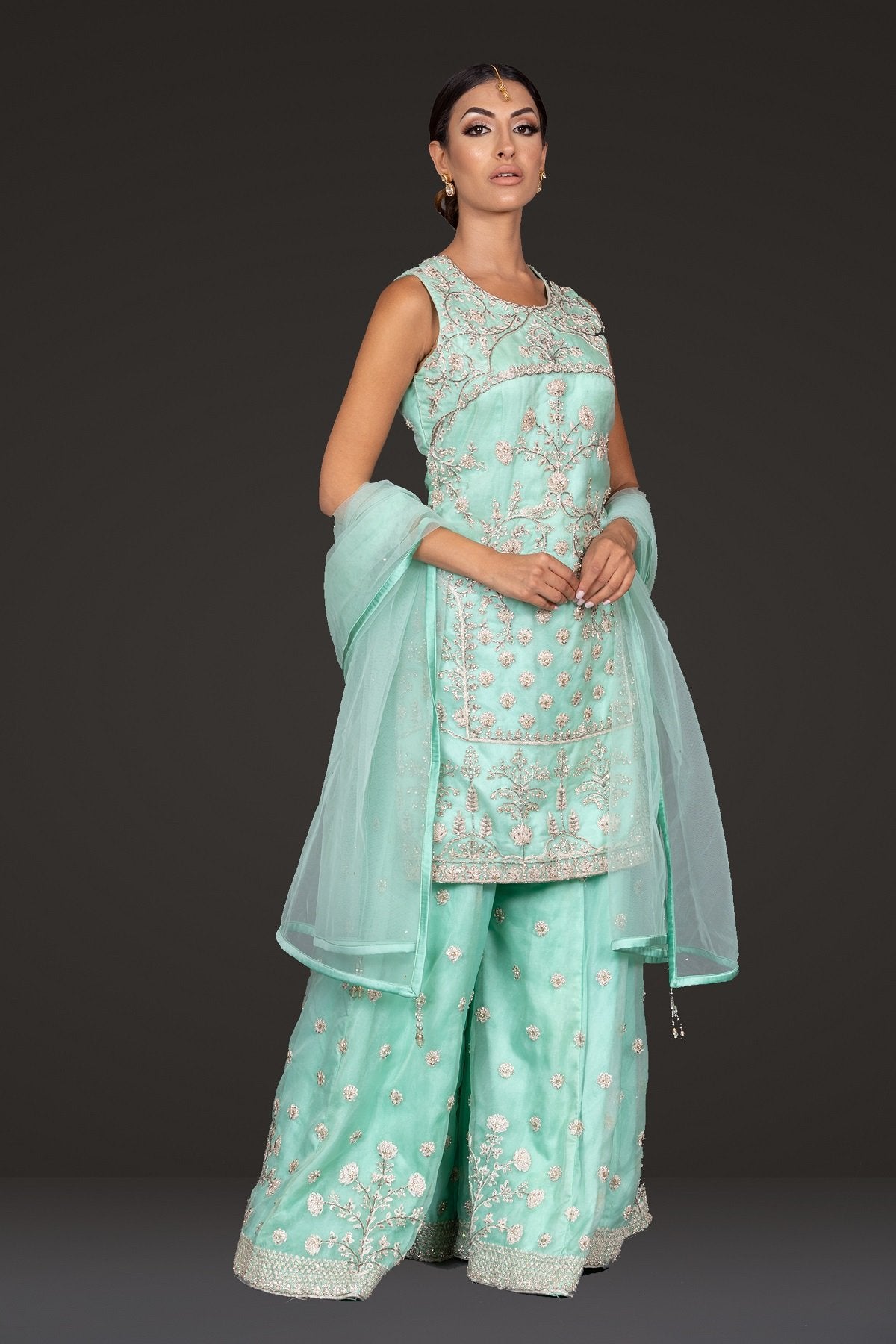 Sky Blue Kameez with Palazzo