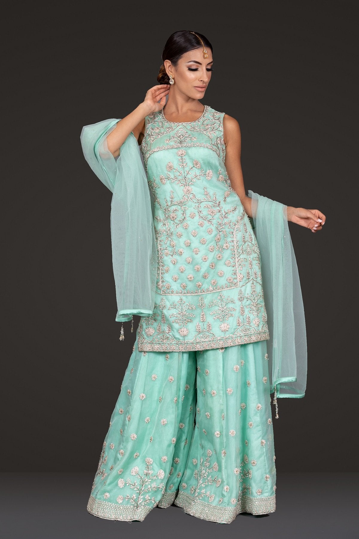 Sky Blue Kameez with Palazzo