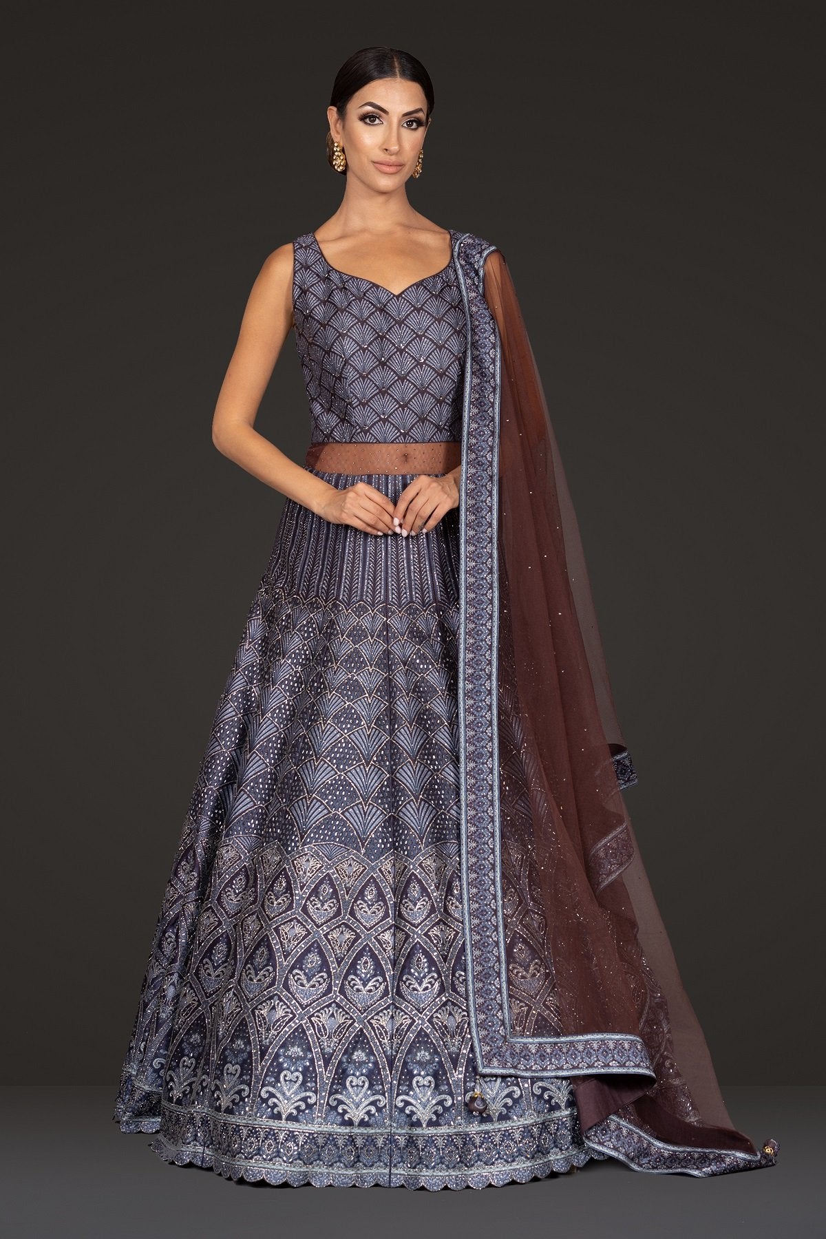 Digital printed Navy Gown