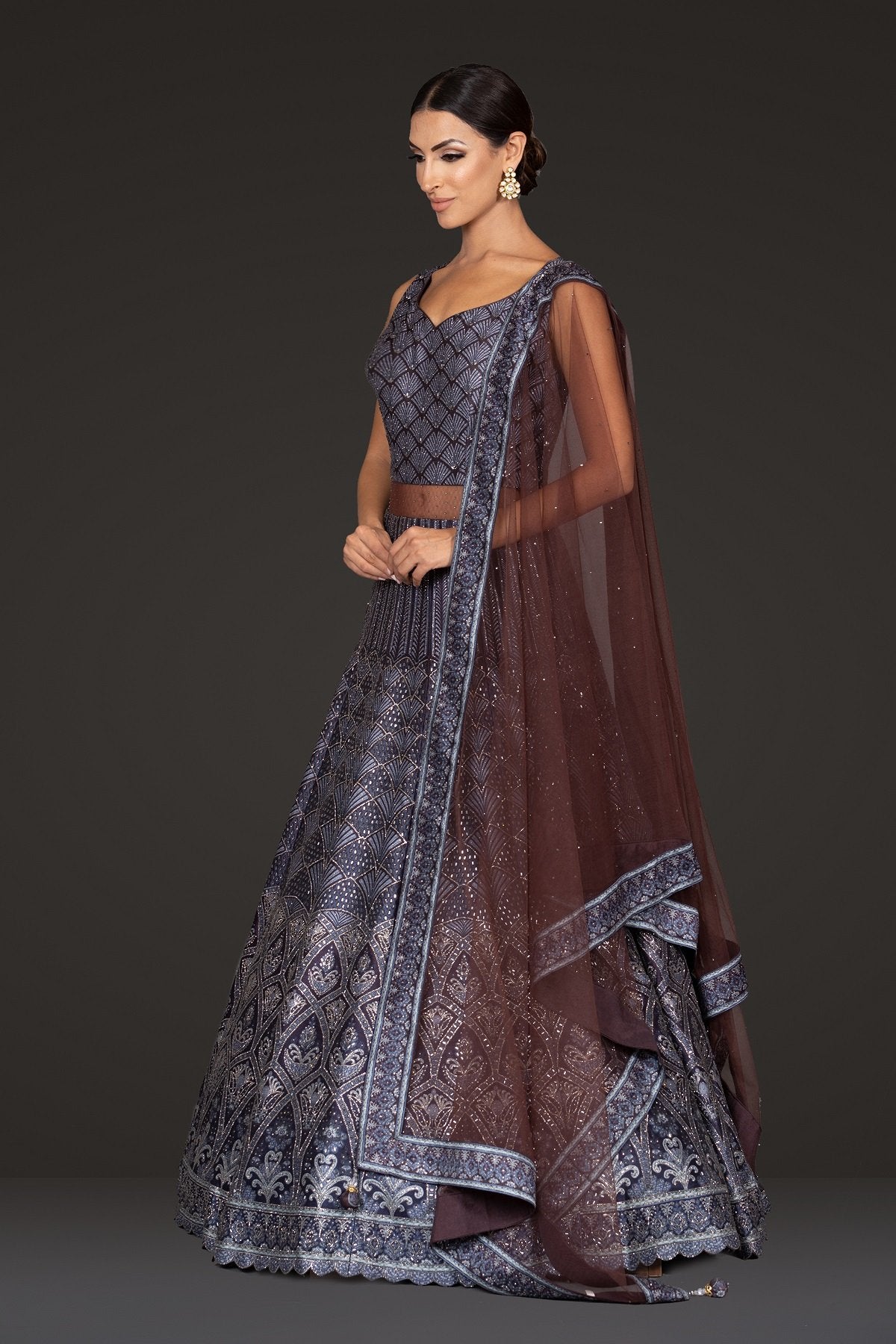 Digital printed Navy Gown