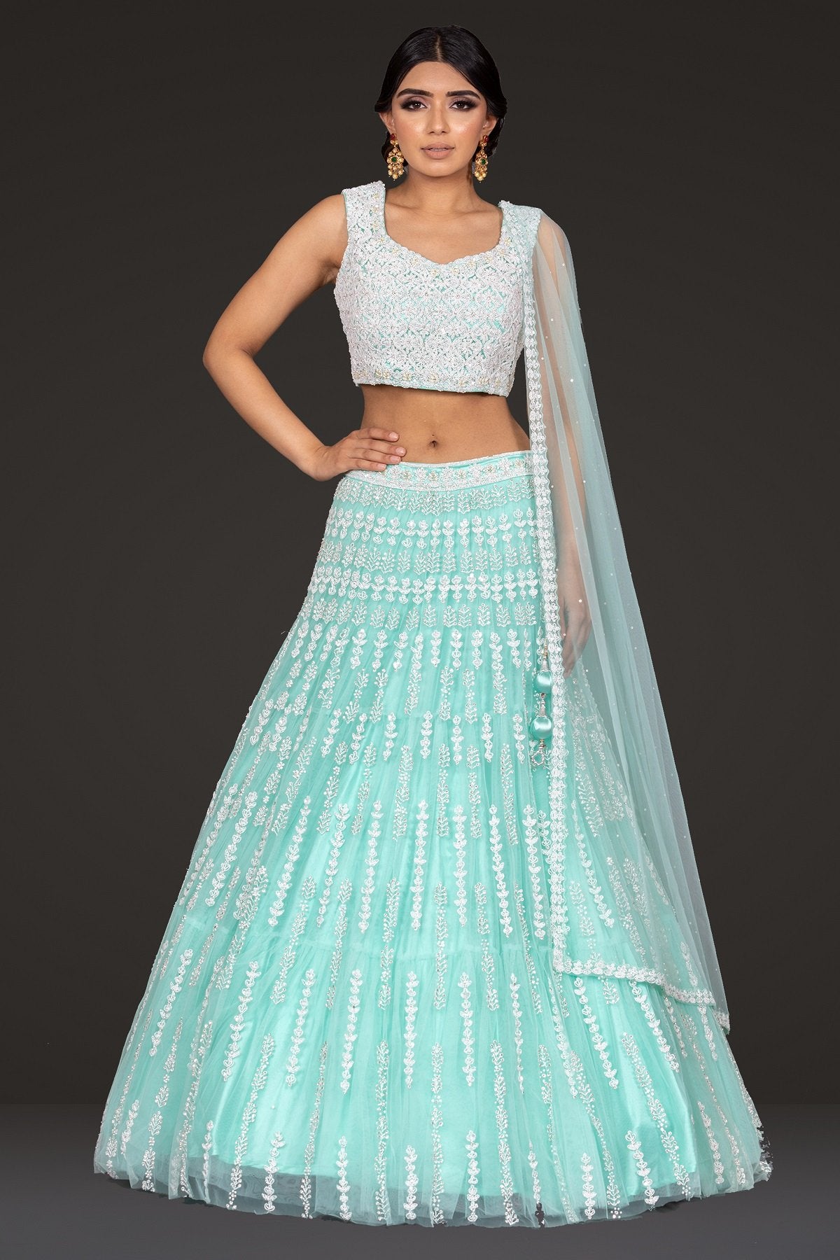 Black Party Wear Lehenga with Threadwork