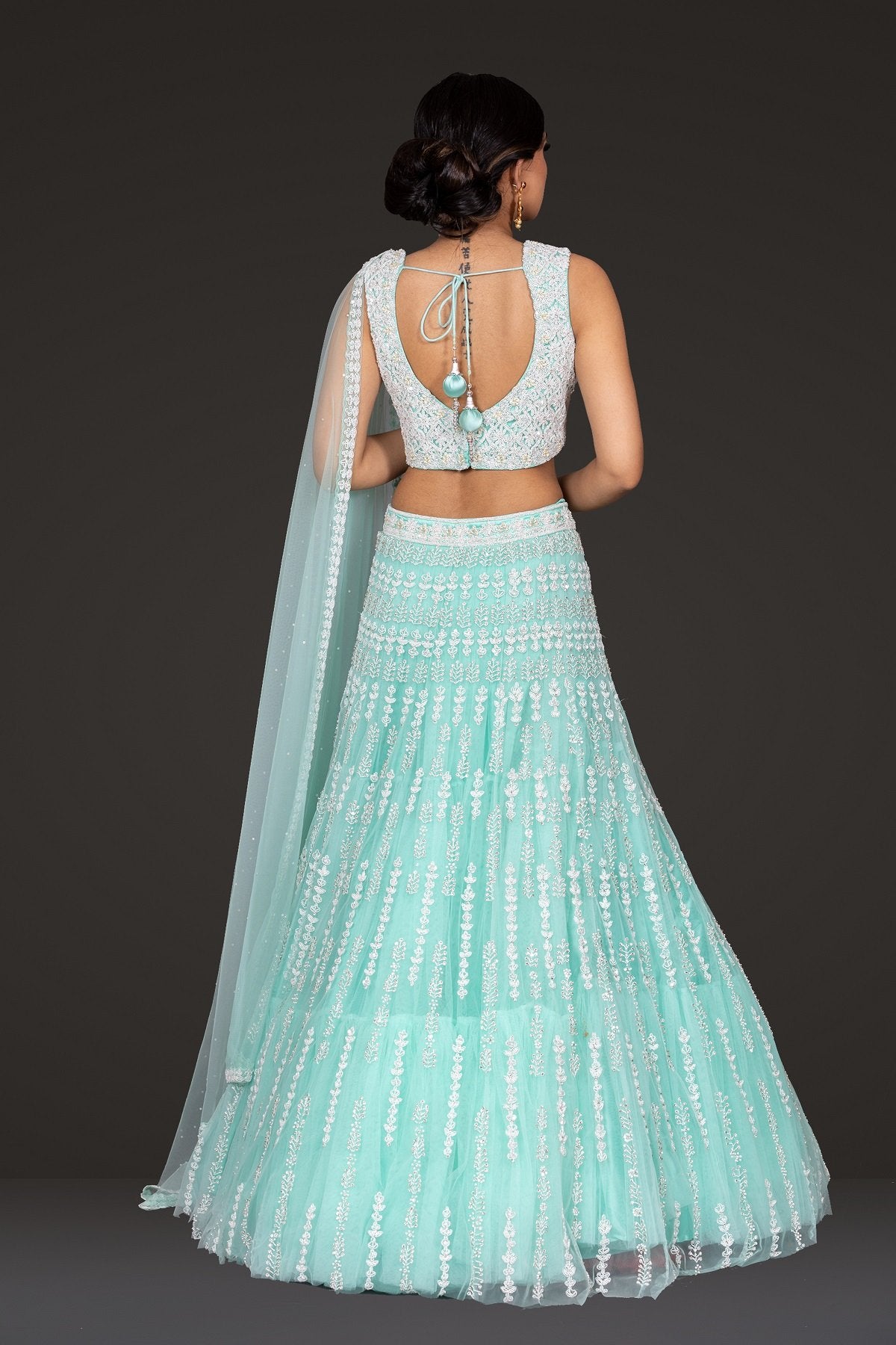 Black Party Wear Lehenga with Threadwork
